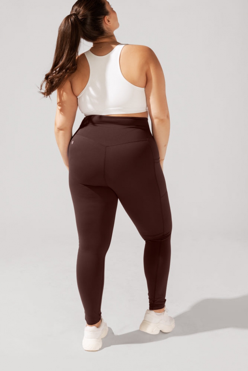 POPFLEX Crisscross Hourglass® Leggings with Pockets (Soft Touch) French Roast | 072-RAWZPO