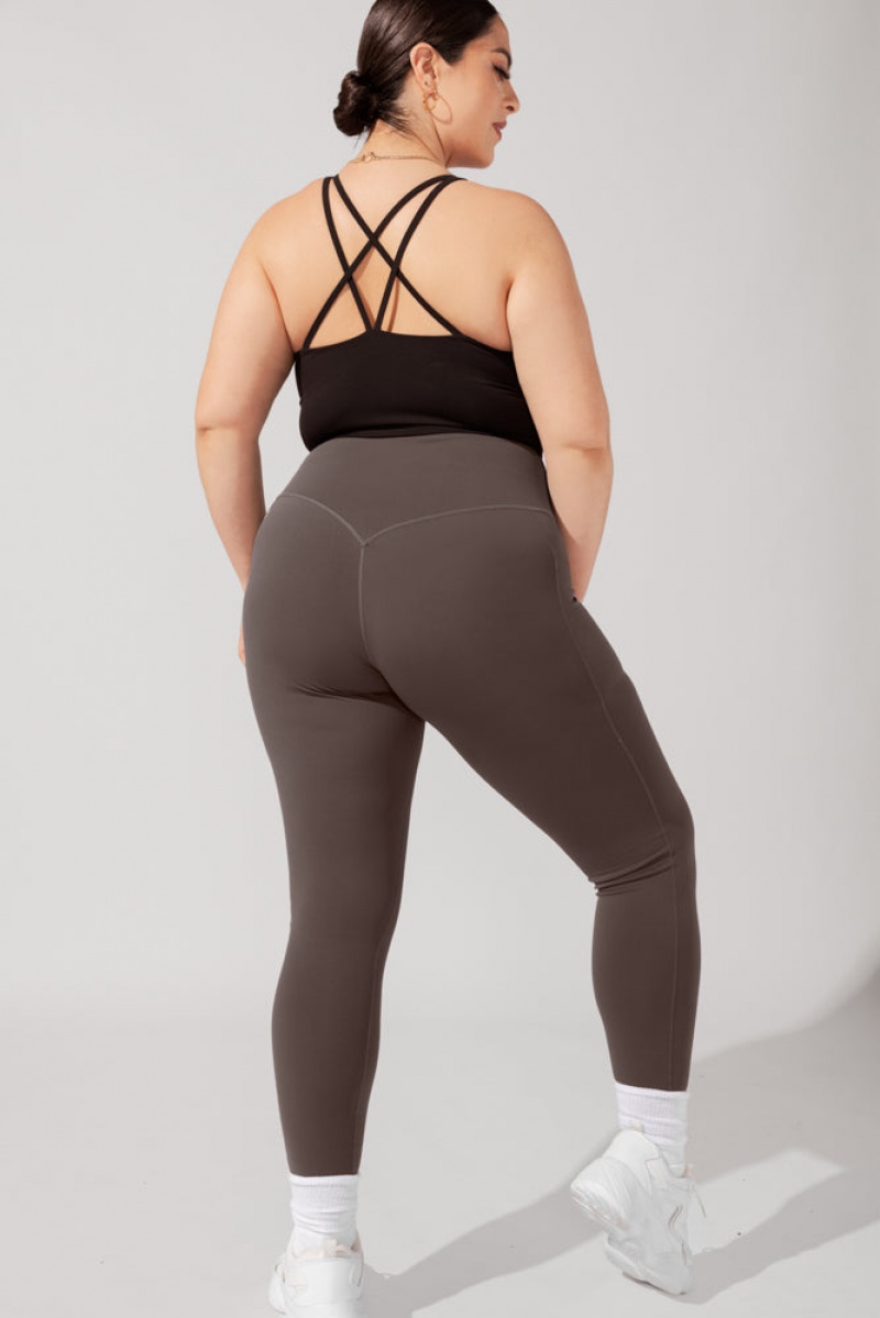 POPFLEX Crisscross Hourglass® Leggings with Pockets (Pet Hair Resistant) Cold Brew | 278-FVQNPS