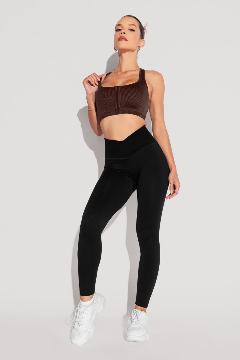 POPFLEX Crisscross Hourglass® Seamless Legging Black | 983-MWUEGC