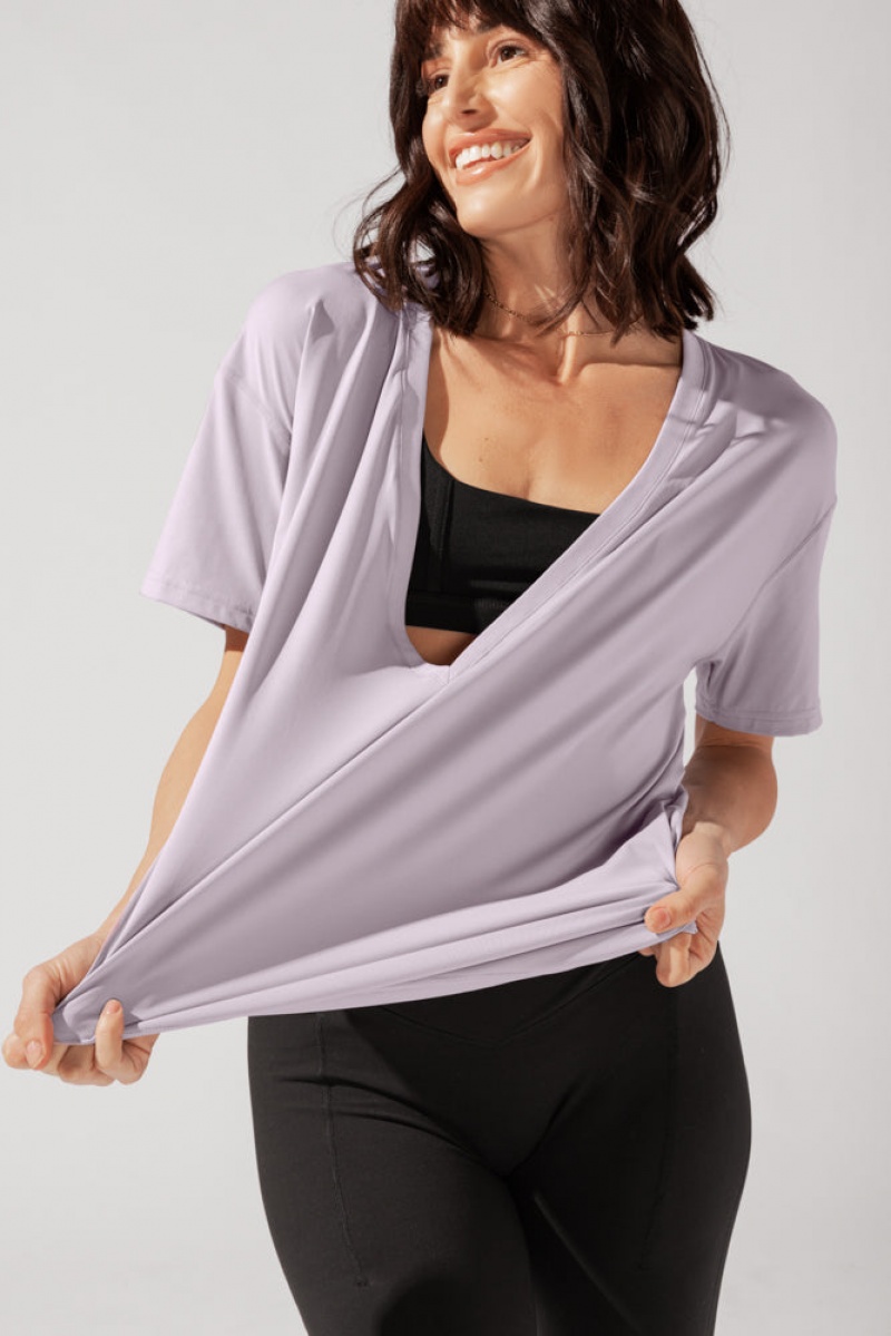 POPFLEX Daring Deep V Tee Lilac Haze | 472-FTVIDS