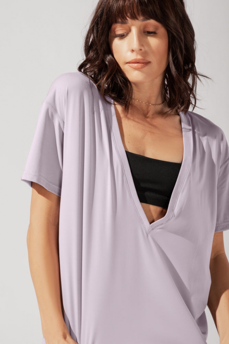 POPFLEX Daring Deep V Tee Lilac Haze | 472-FTVIDS