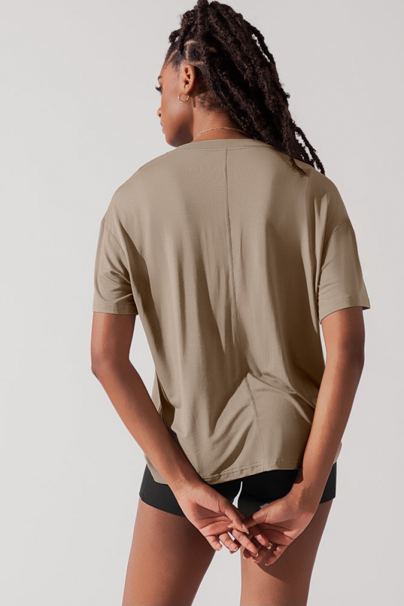 POPFLEX Daring Deep V Tee Shiitake | 061-VGOISX