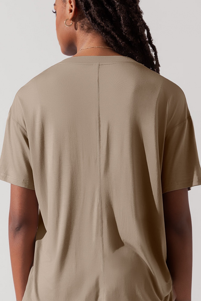 POPFLEX Daring Deep V Tee Shiitake | 061-VGOISX