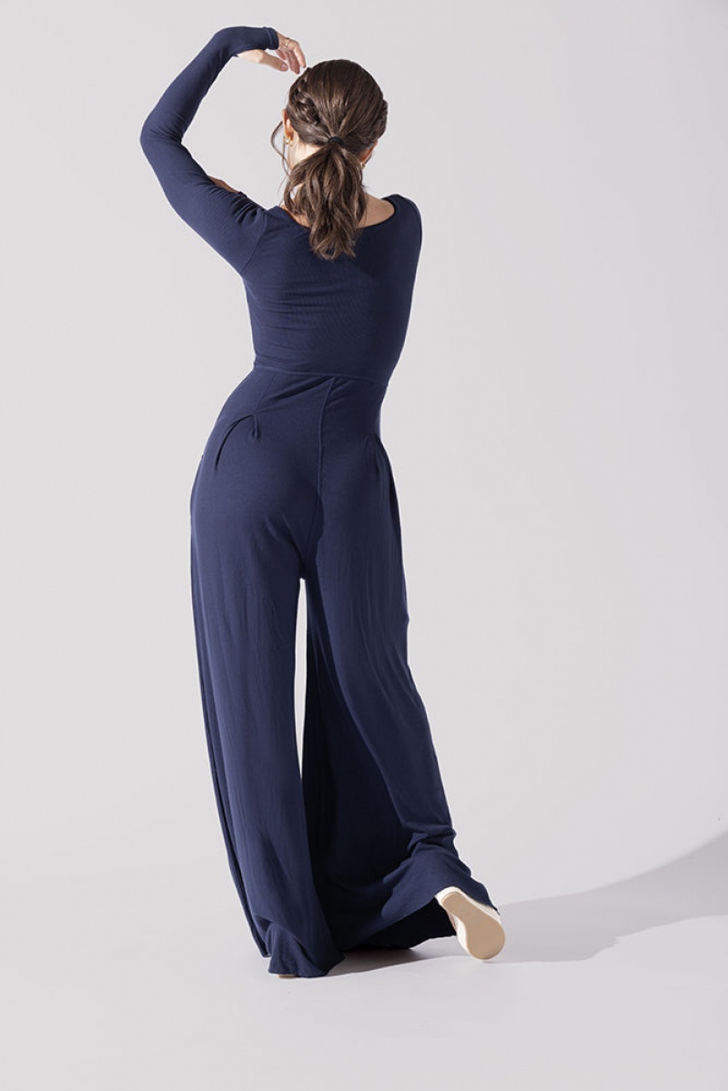 POPFLEX Go With The Flow Long Sleeve Jumpsuit Cosmic Navy | 024-XPIVNB