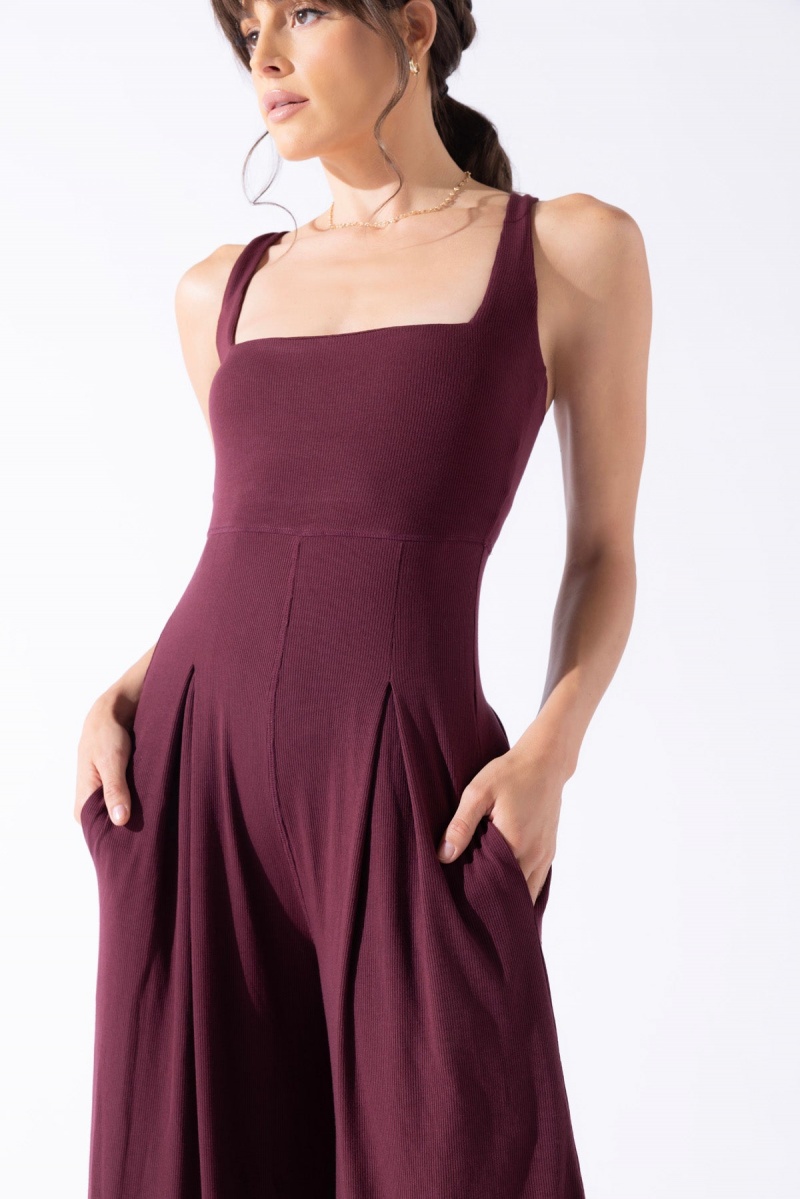 POPFLEX Go with the Flow Jumpsuit Vineyard Wine | 204-OAQRWH