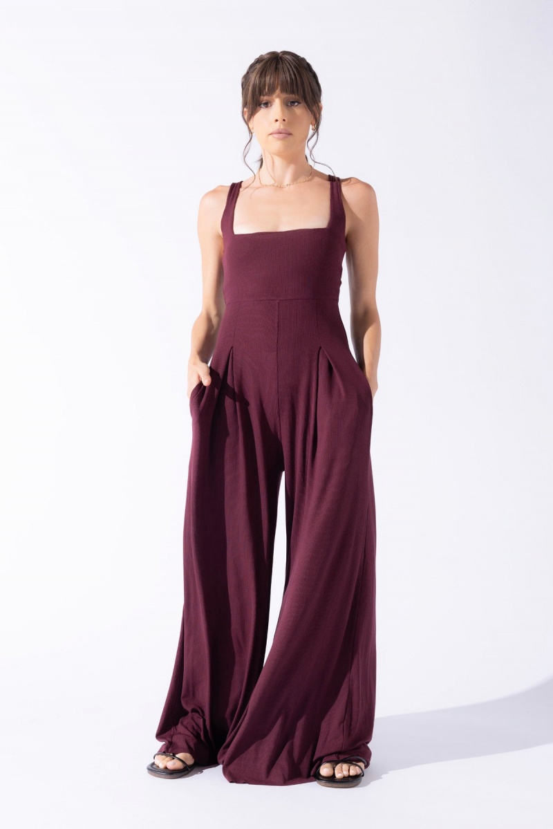 POPFLEX Go with the Flow Jumpsuit Vineyard Wine | 204-OAQRWH