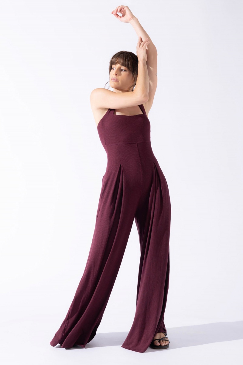 POPFLEX Go with the Flow Jumpsuit Vineyard Wine | 204-OAQRWH