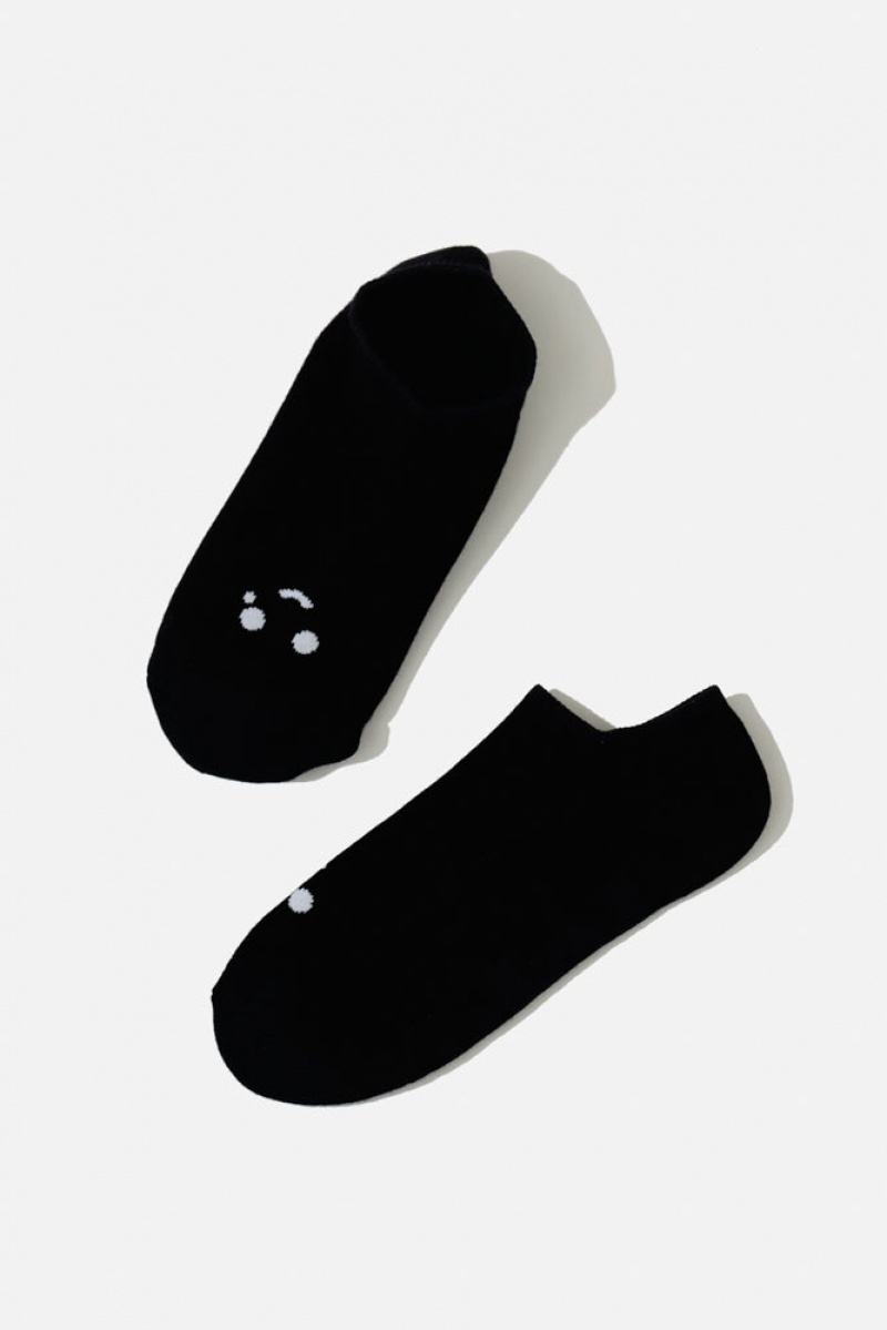 POPFLEX Happy Cry Face Low Rise Socks Black | 215-YXNBJP