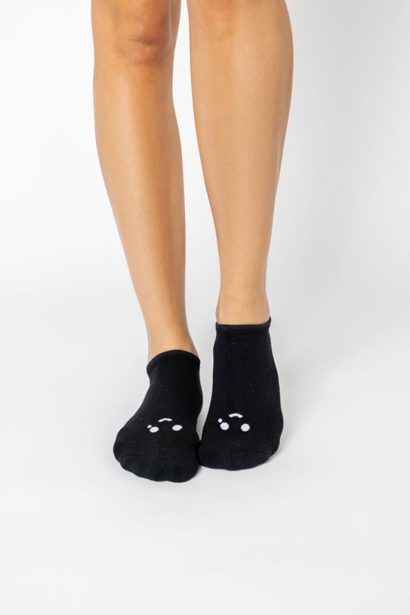 POPFLEX Happy Cry Face Low Rise Socks Black | 215-YXNBJP