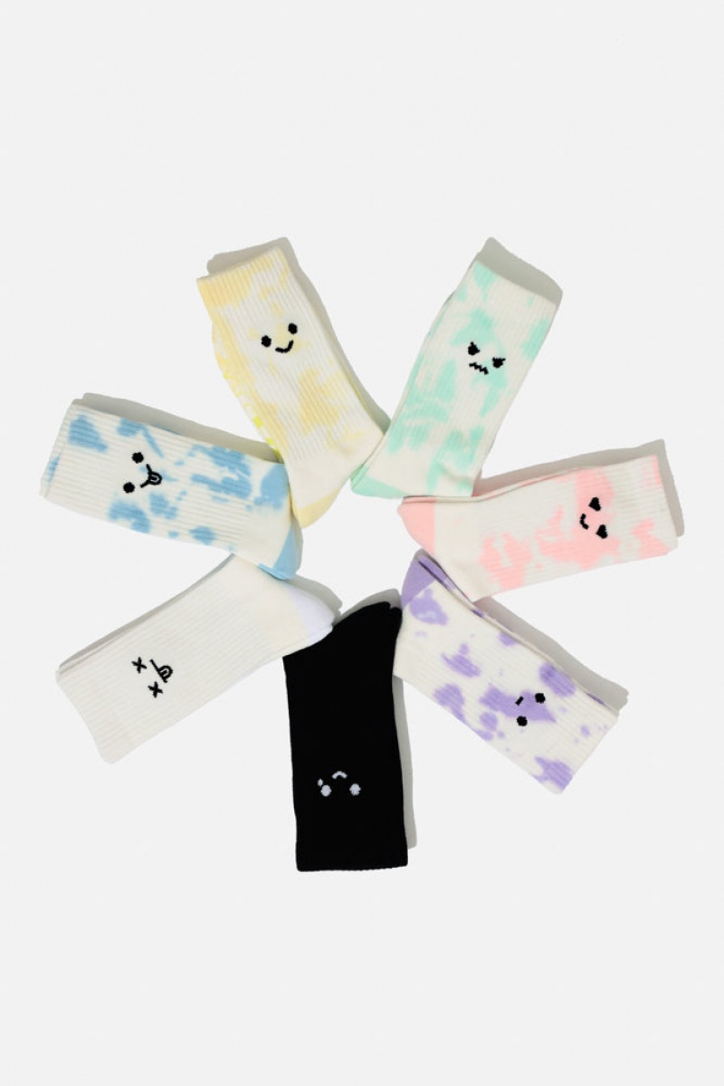 POPFLEX Happy Cry Face Mid-Calf Gym Socks Black | 953-EMTURJ