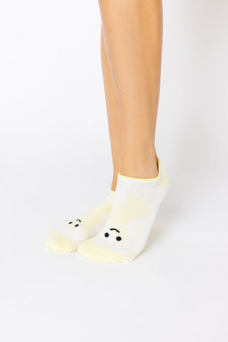 POPFLEX Happy Face Low Rise Socks Yellow Tie Dye | 803-AHNMQE