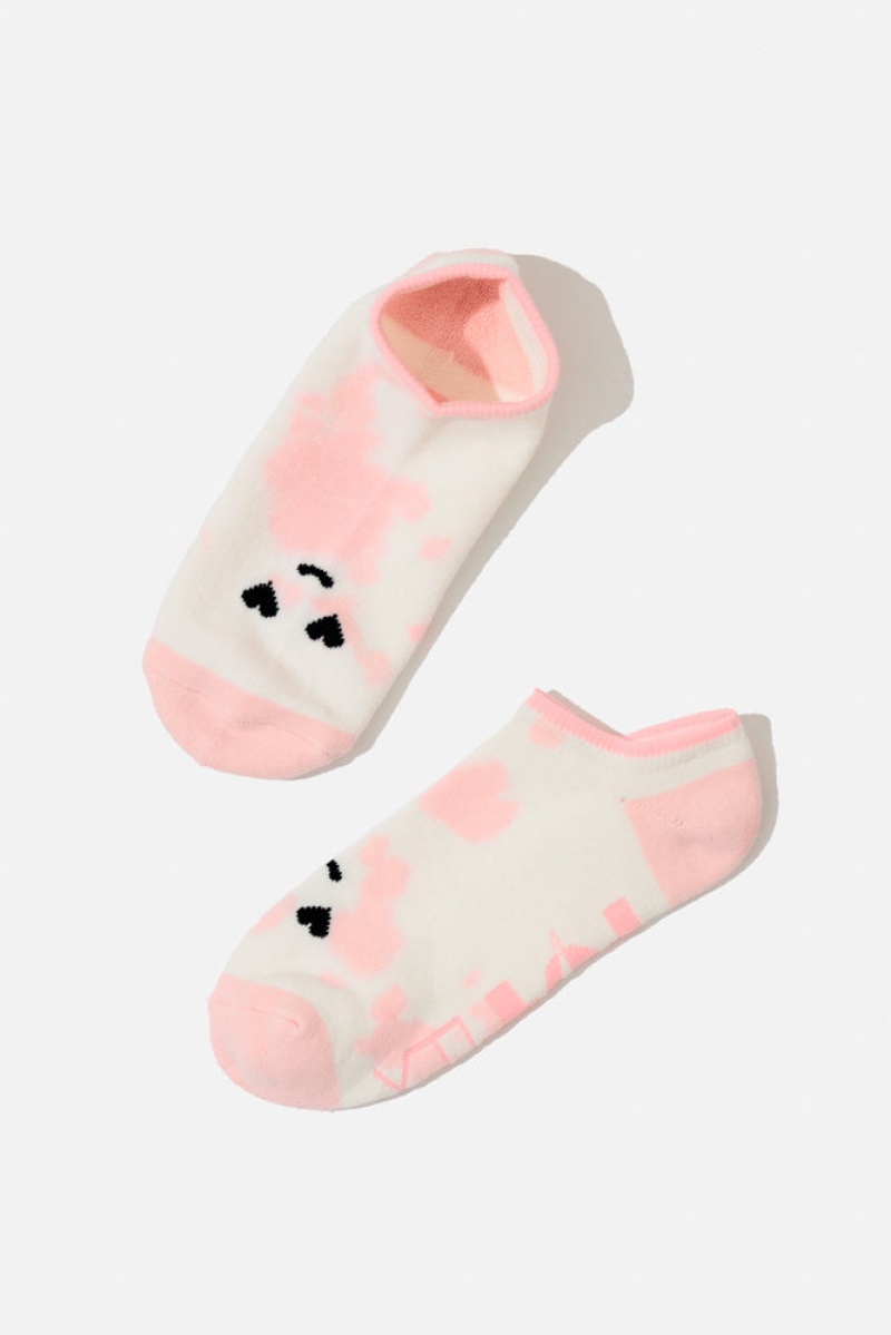 POPFLEX Heart Eyes Low Rise Socks Pink Tie Dye | 059-SBACZY