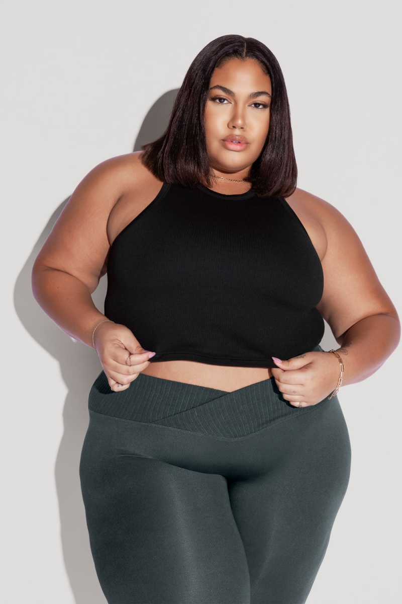 POPFLEX Let's Go Seamless Crop Top Black | 021-MQHDIC