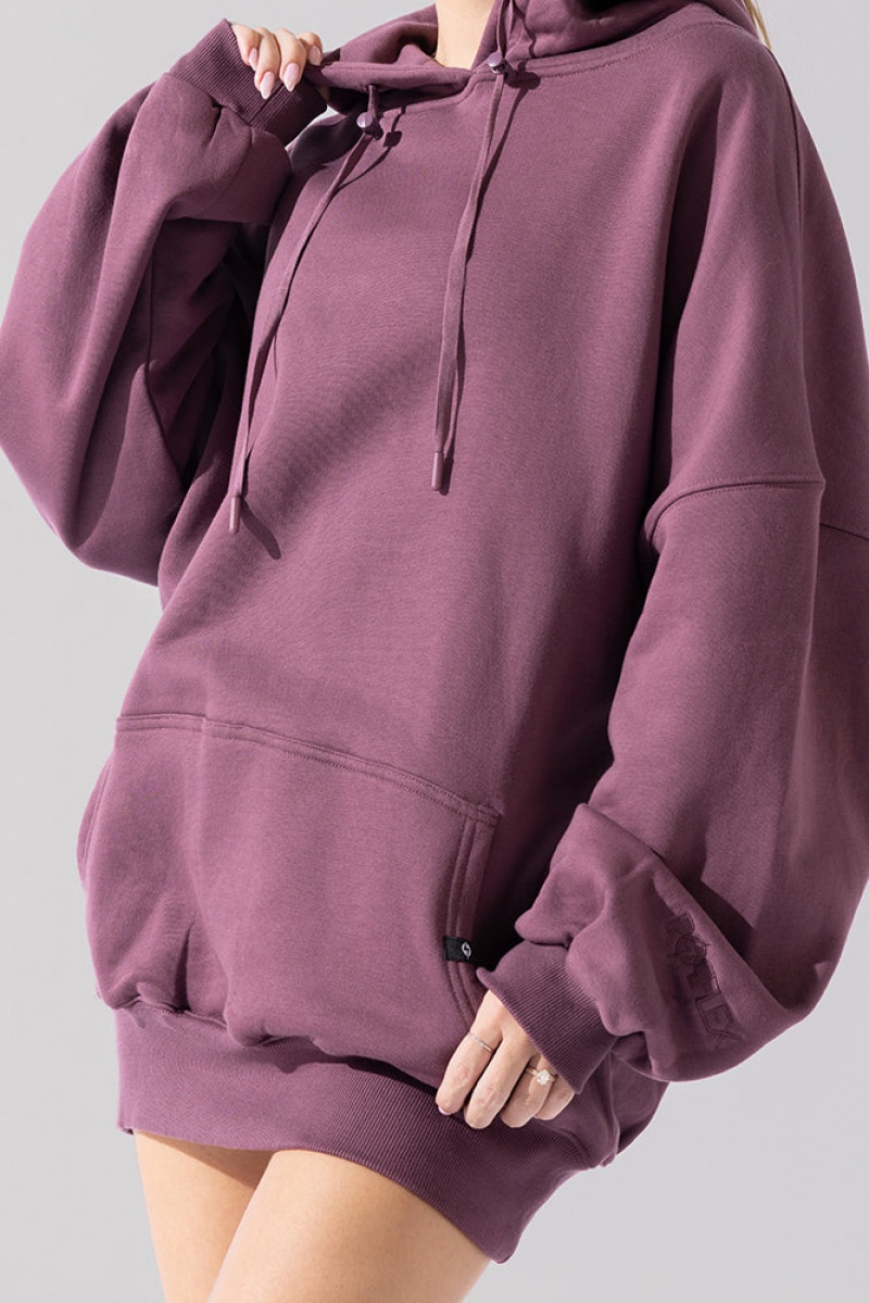 POPFLEX Long Cloud Hoodie Deep Plum | 029-MPUJNZ