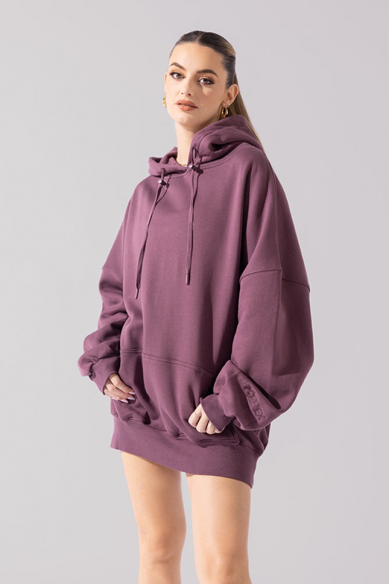 POPFLEX Long Cloud Hoodie Deep Plum | 029-MPUJNZ