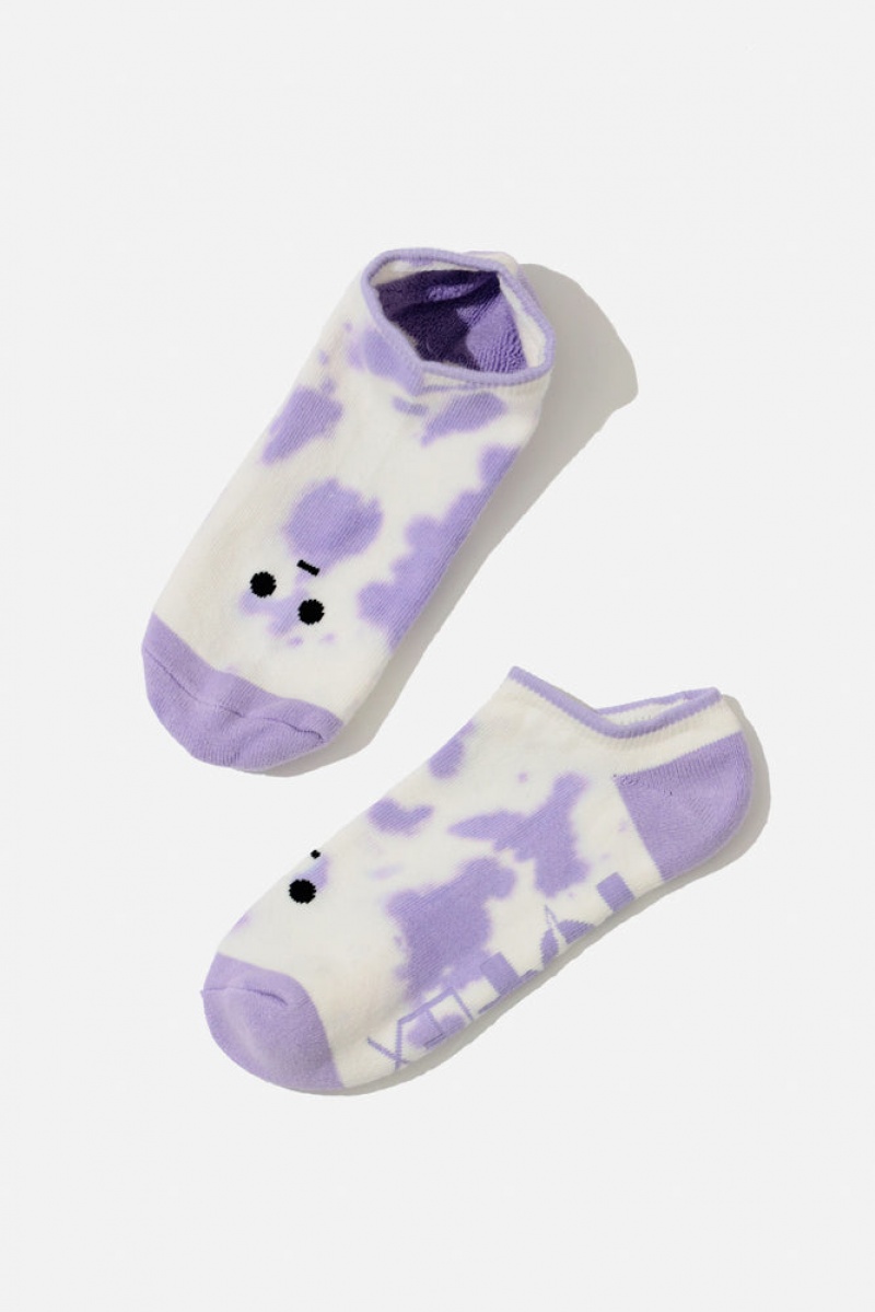 POPFLEX Meh Face Low Rise Socks Purple Tie Dye | 285-FTBOZS