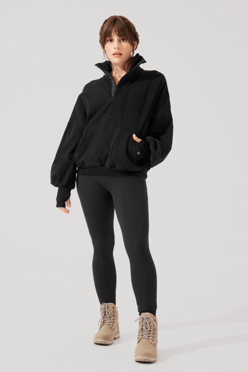 POPFLEX Ooey Gooey Half Zip Sweater Black | 672-XBCINH