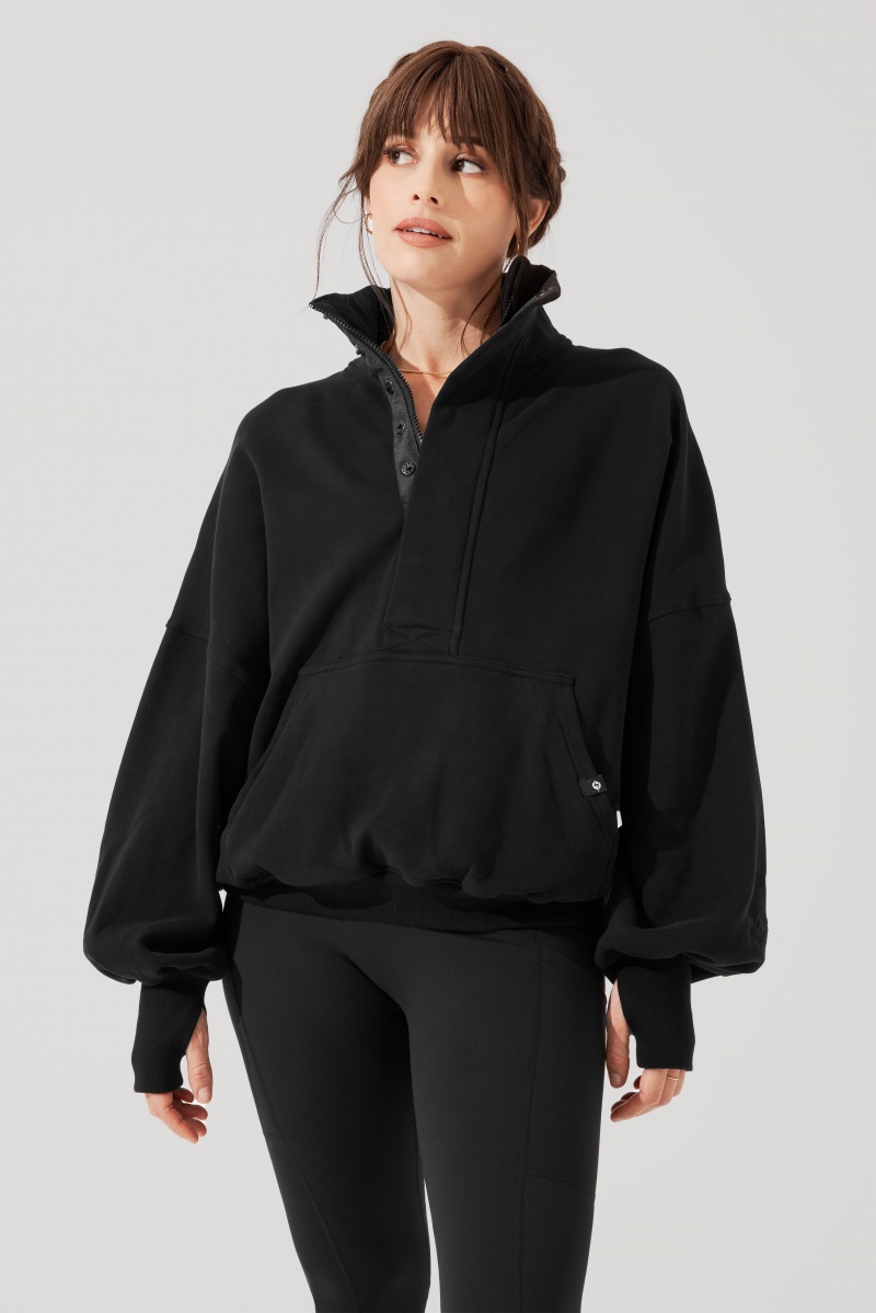 POPFLEX Ooey Gooey Half Zip Sweater Black | 672-XBCINH