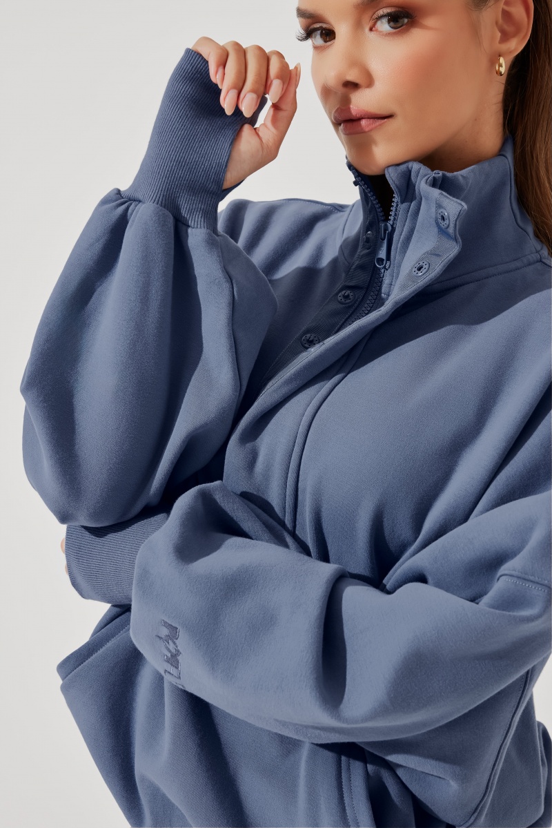 POPFLEX Ooey Gooey Half Zip Sweater Blue Dusk | 130-HKXOIA