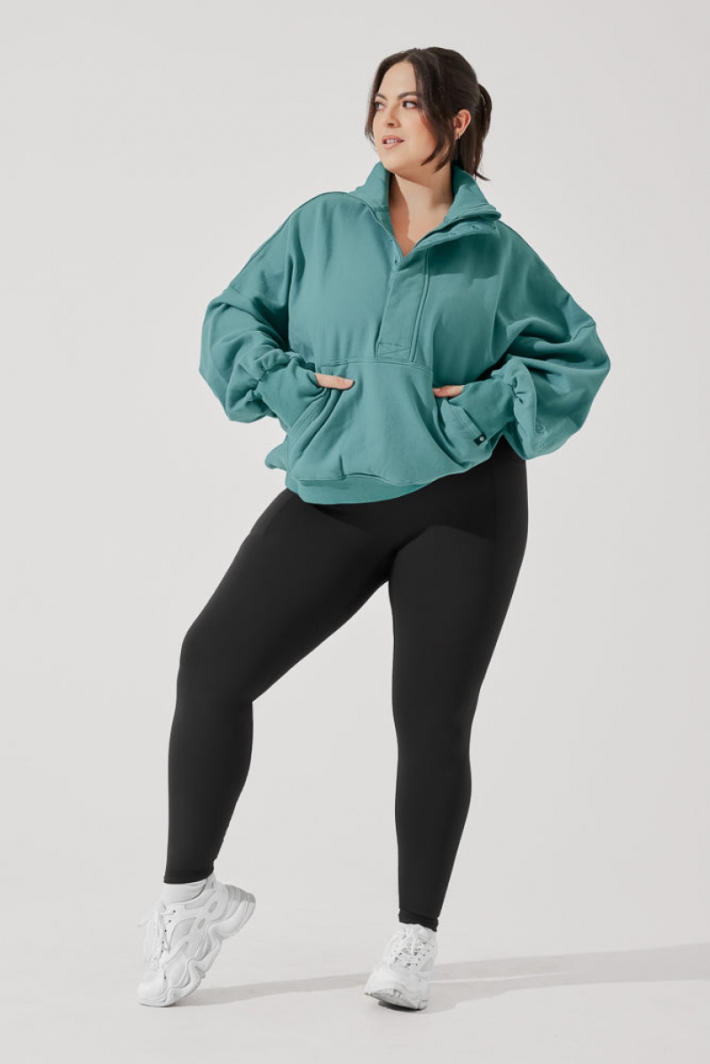 POPFLEX Ooey Gooey Half Zip Sweater Turquoise | 391-TAYLDN