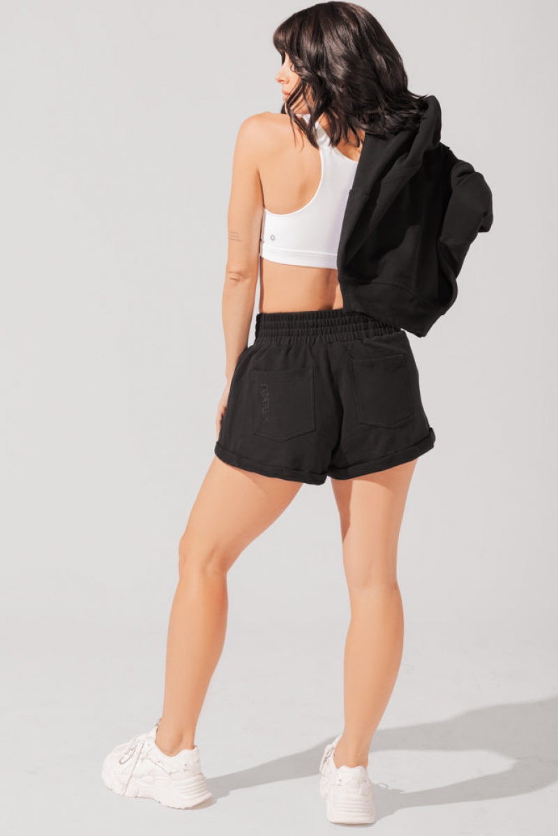 POPFLEX Ooey Gooey Lounge Shorts with Pockets Black | 802-FIRMAB