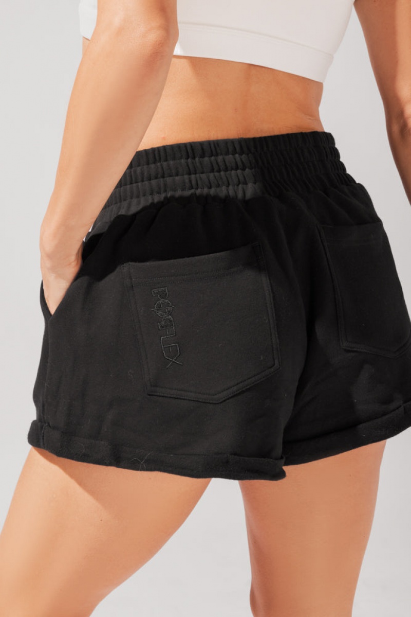 POPFLEX Ooey Gooey Lounge Shorts with Pockets Black | 802-FIRMAB