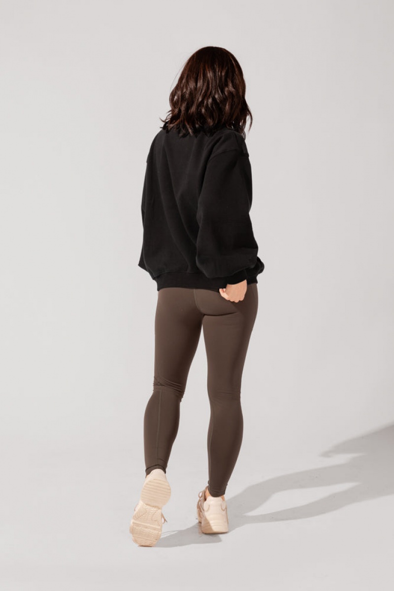 POPFLEX Ooey Gooey Mockneck Sweatshirt with Pockets Black | 381-XTRWBN