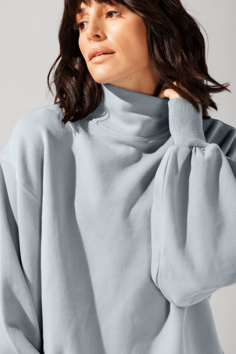 POPFLEX Ooey Gooey Mockneck Sweatshirt with Pockets Bookworm Blue | 659-XGPUAI