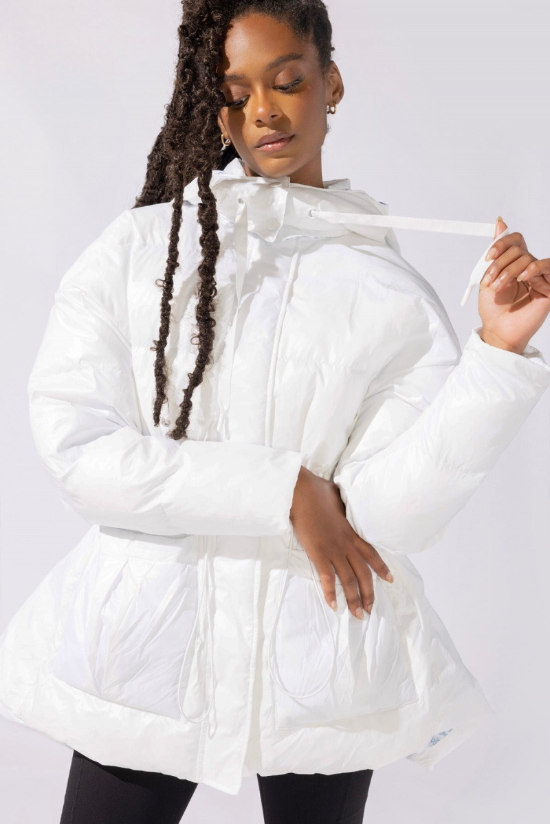 POPFLEX Pearl Peplum Puffer Jacket White | 415-HASGUE