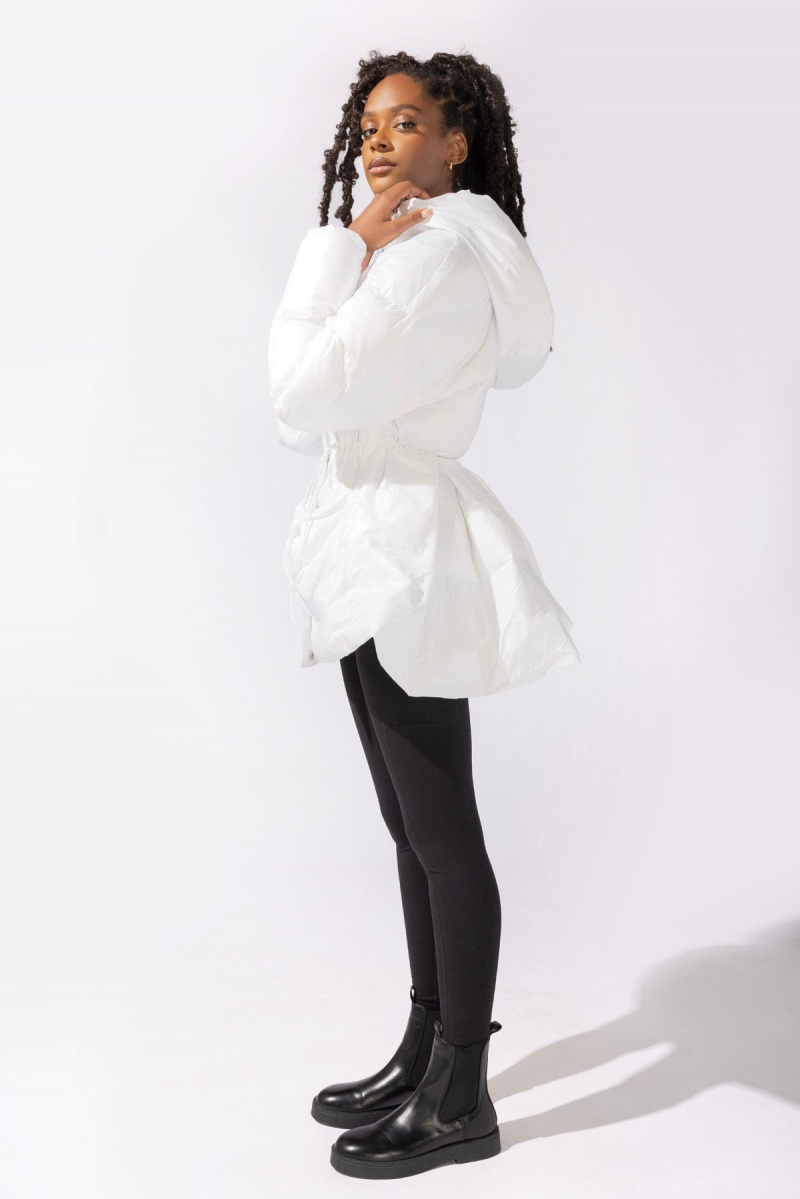 POPFLEX Pearl Peplum Puffer Jacket White | 415-HASGUE