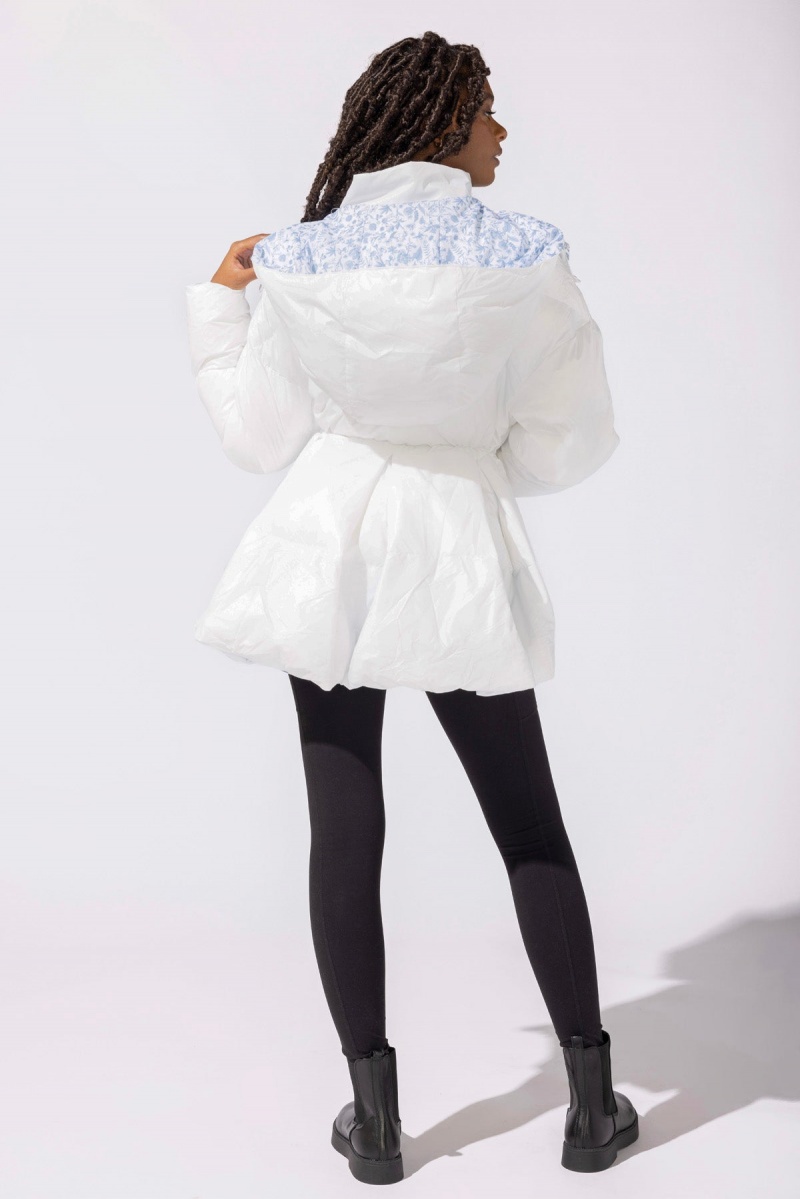 POPFLEX Pearl Peplum Puffer Jacket White | 415-HASGUE