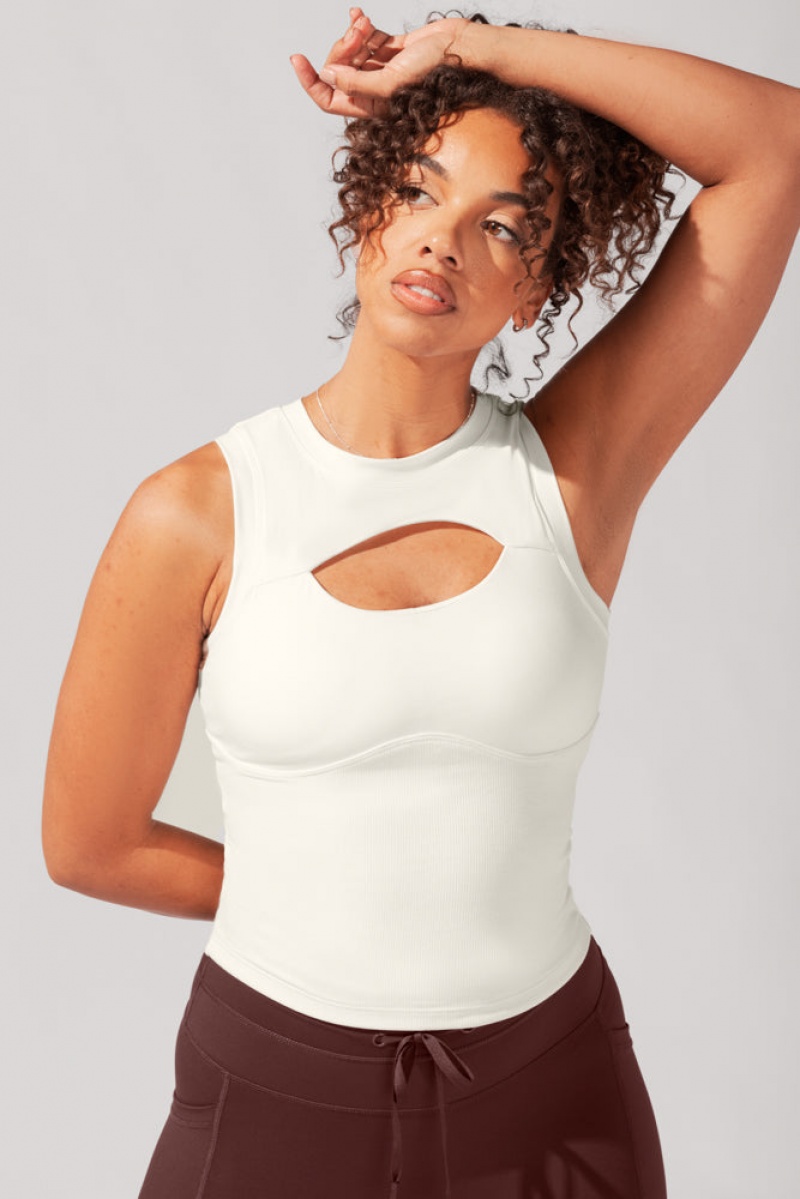 POPFLEX Peekaboo Crew Tank Coconut Cream | 105-PGNFLA