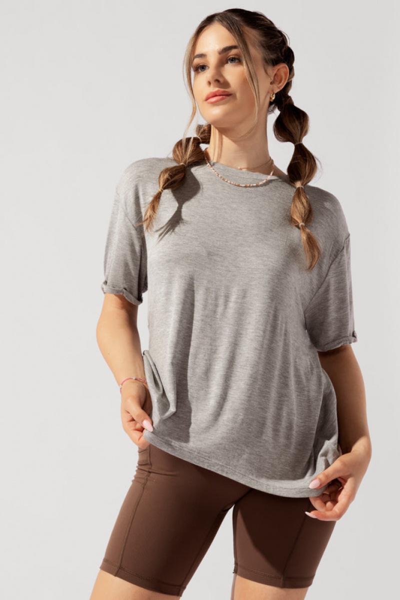 POPFLEX Perfect Boyfriend Tee Heather Grey | 879-QATIPY