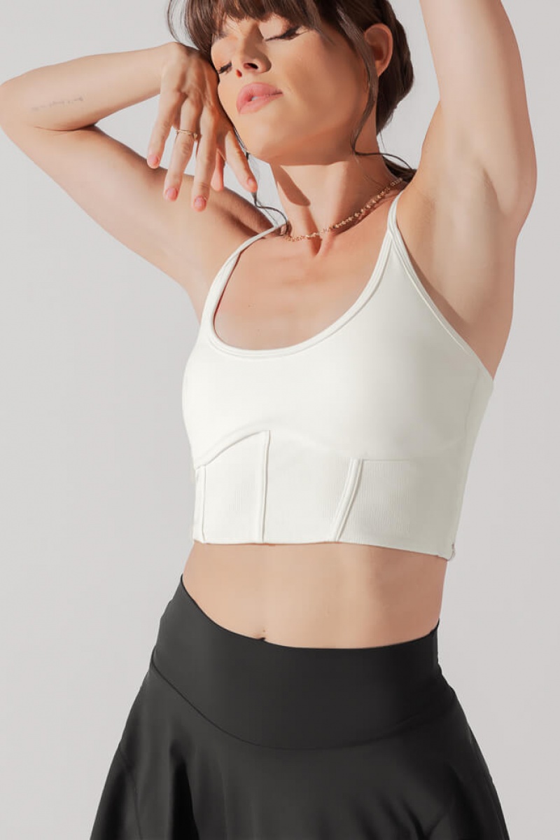 POPFLEX Plié Corset Crop Bralette Cream | 847-CPUNTV