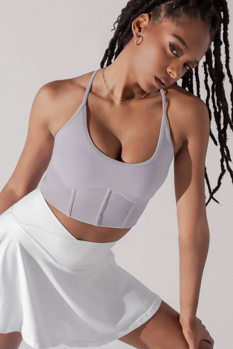 POPFLEX Plié Corset Crop Bralette Lavender Grey | 128-CNXUHD