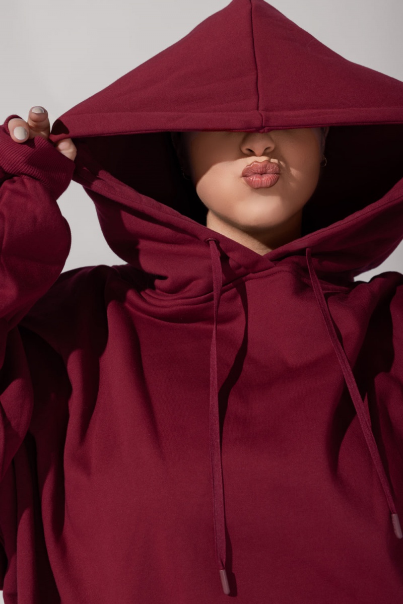 POPFLEX Pullover Cloud Hoodie Crimson | 438-CFADHY