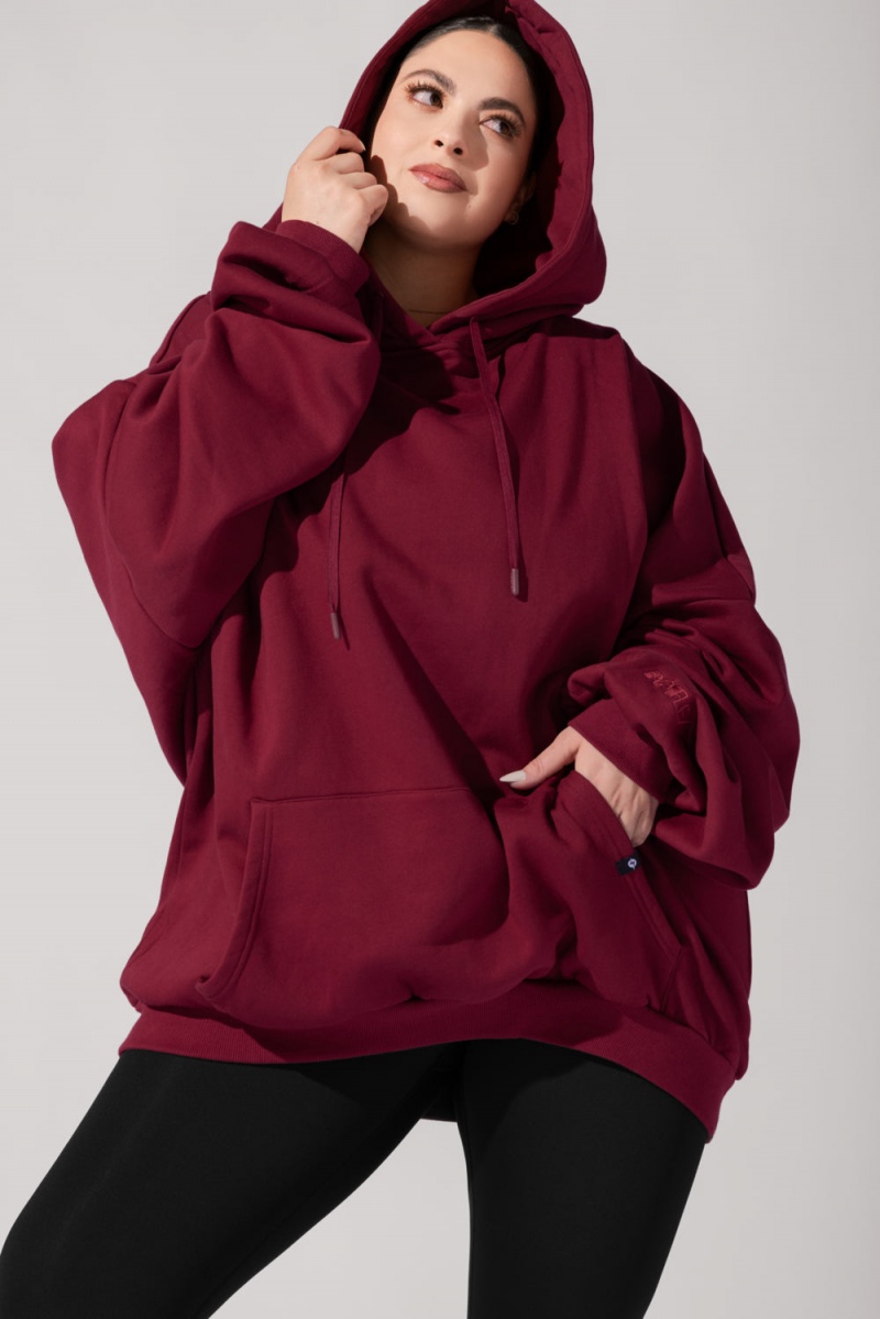 POPFLEX Pullover Cloud Hoodie Crimson | 438-CFADHY