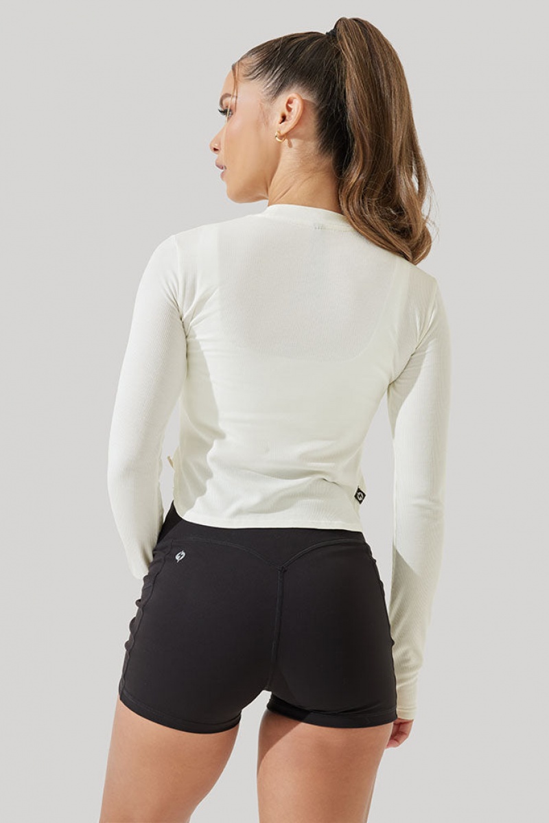 POPFLEX Refine Long Sleeve Top  Coconut Cream | 476-SEHDIQ