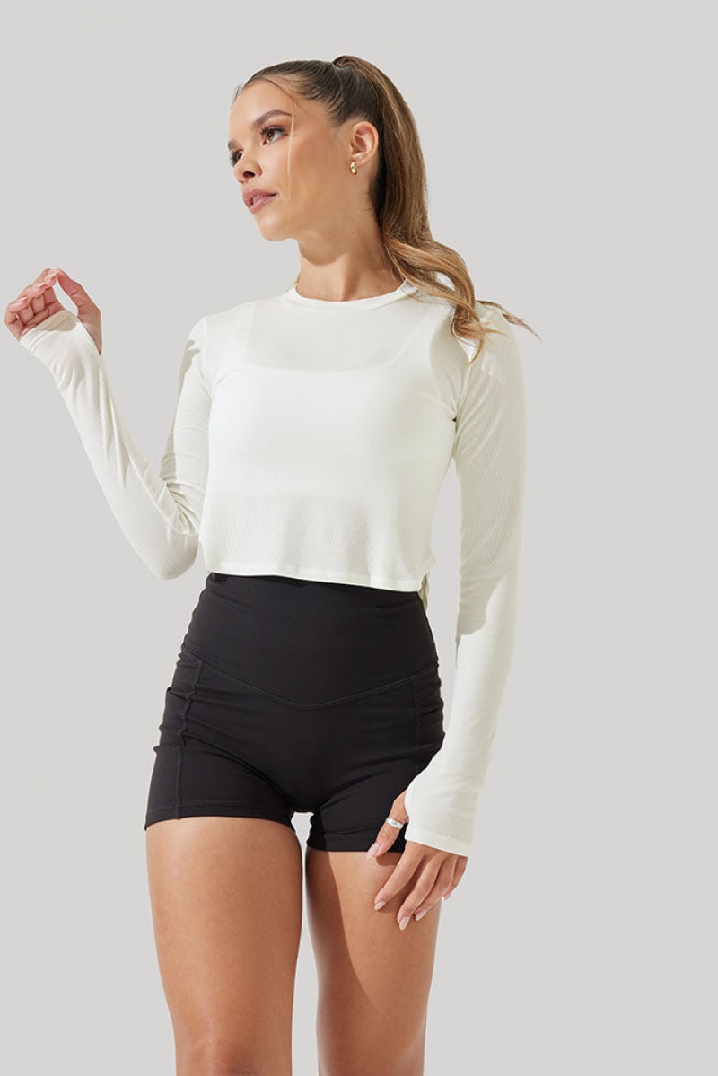 POPFLEX Refine Long Sleeve Top  Coconut Cream | 476-SEHDIQ