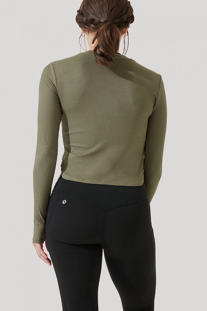 POPFLEX Refine Long Sleeve Top  Dark Olive | 925-MQHWFV