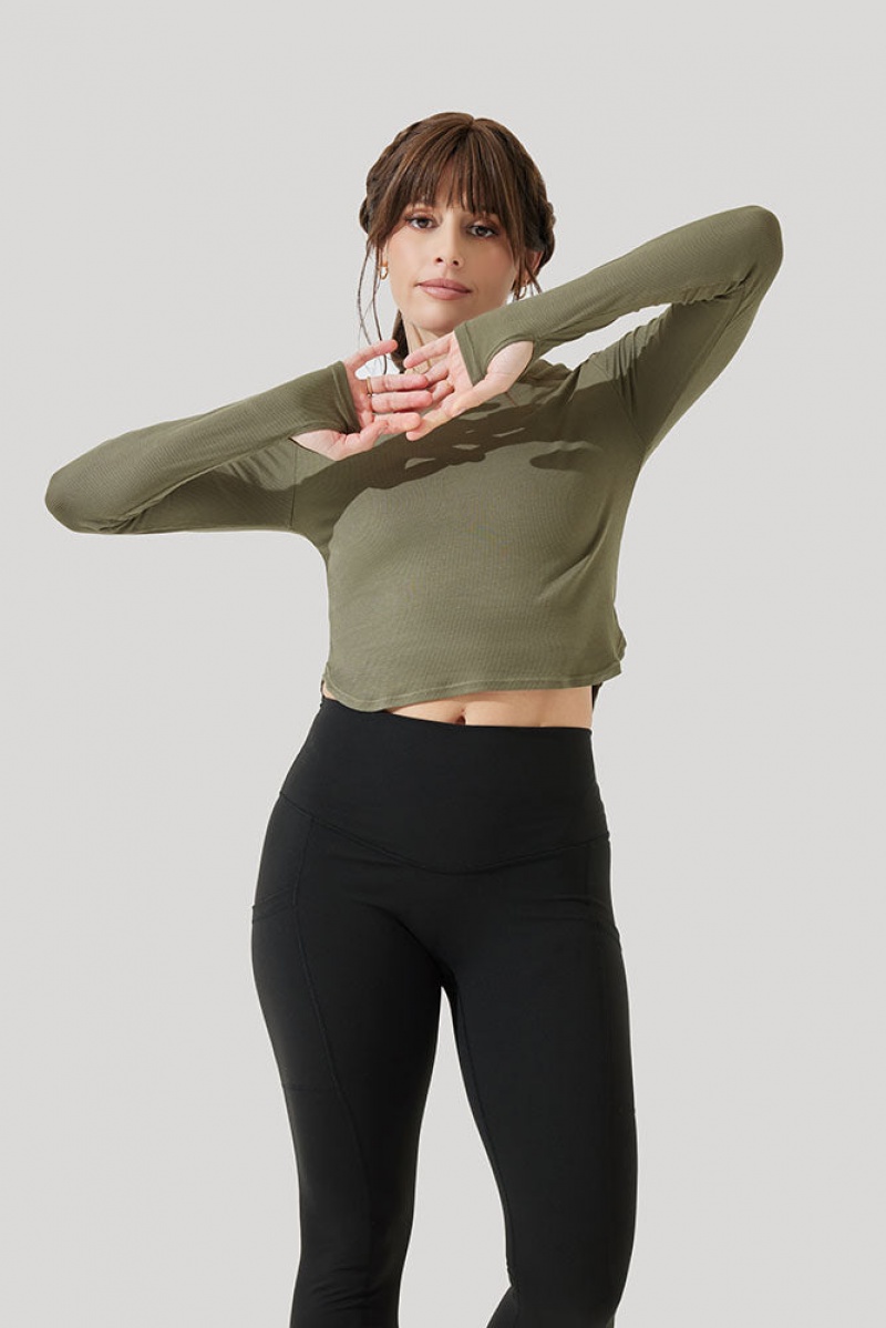 POPFLEX Refine Long Sleeve Top  Dark Olive | 925-MQHWFV