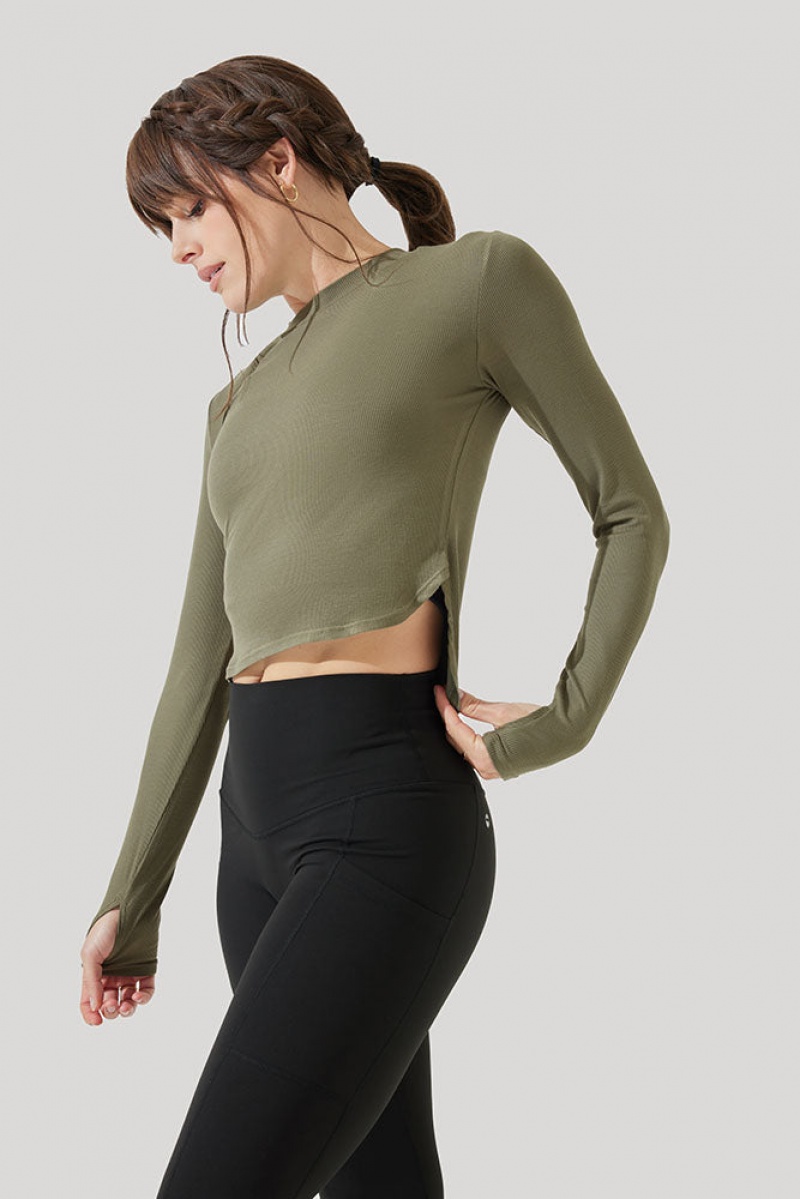 POPFLEX Refine Long Sleeve Top  Dark Olive | 925-MQHWFV