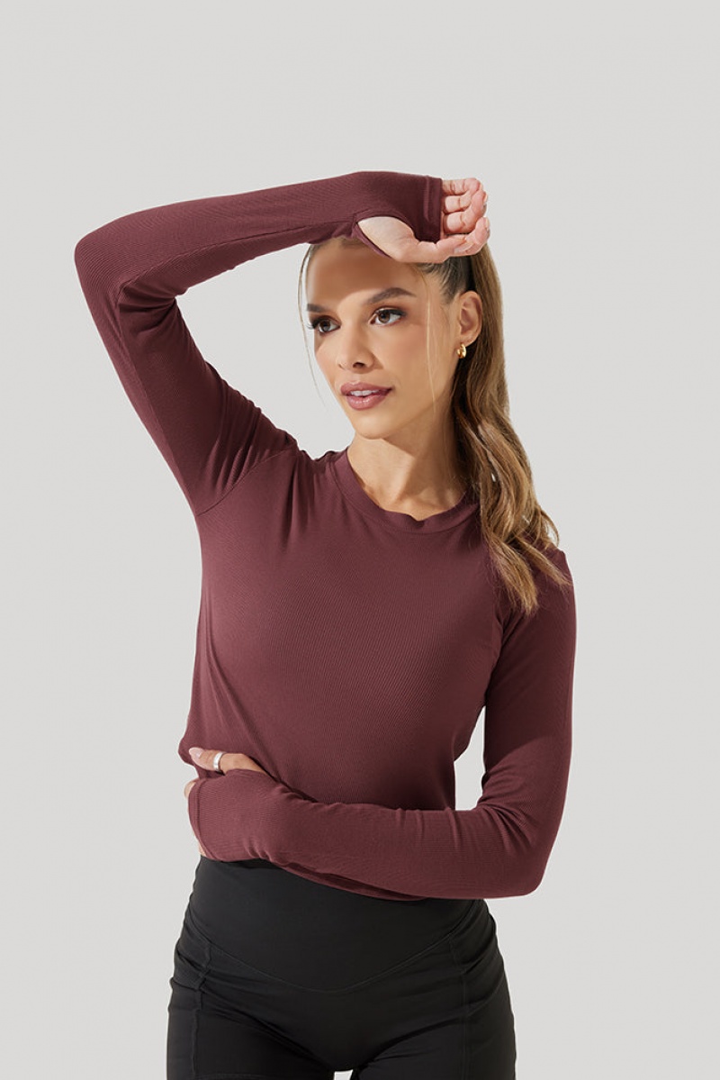 POPFLEX Refine Long Sleeve Top  Rose Clay | 098-FKIMBQ