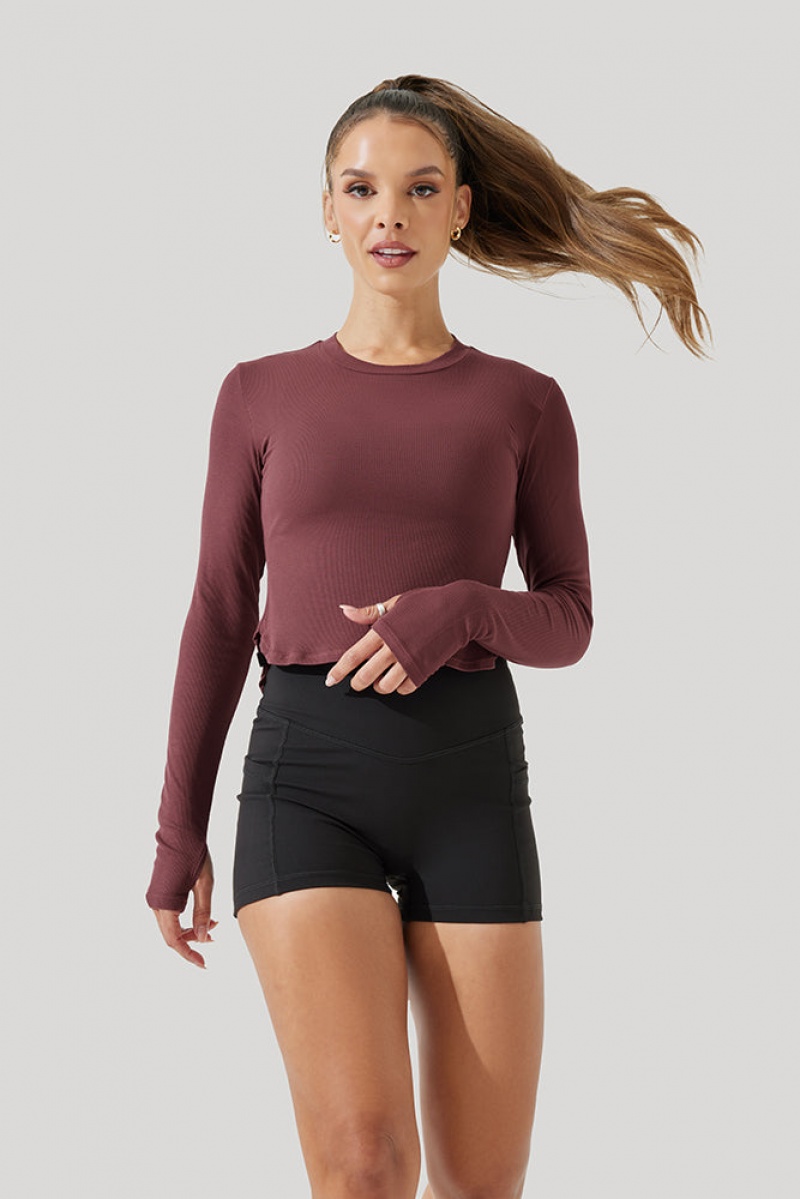 POPFLEX Refine Long Sleeve Top  Rose Clay | 098-FKIMBQ