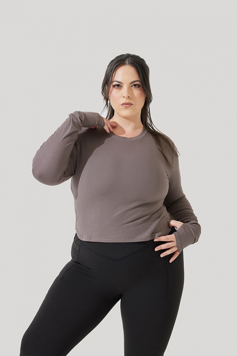 POPFLEX Refine Long Sleeve Top  Woodland Taupe | 091-XBTWIV