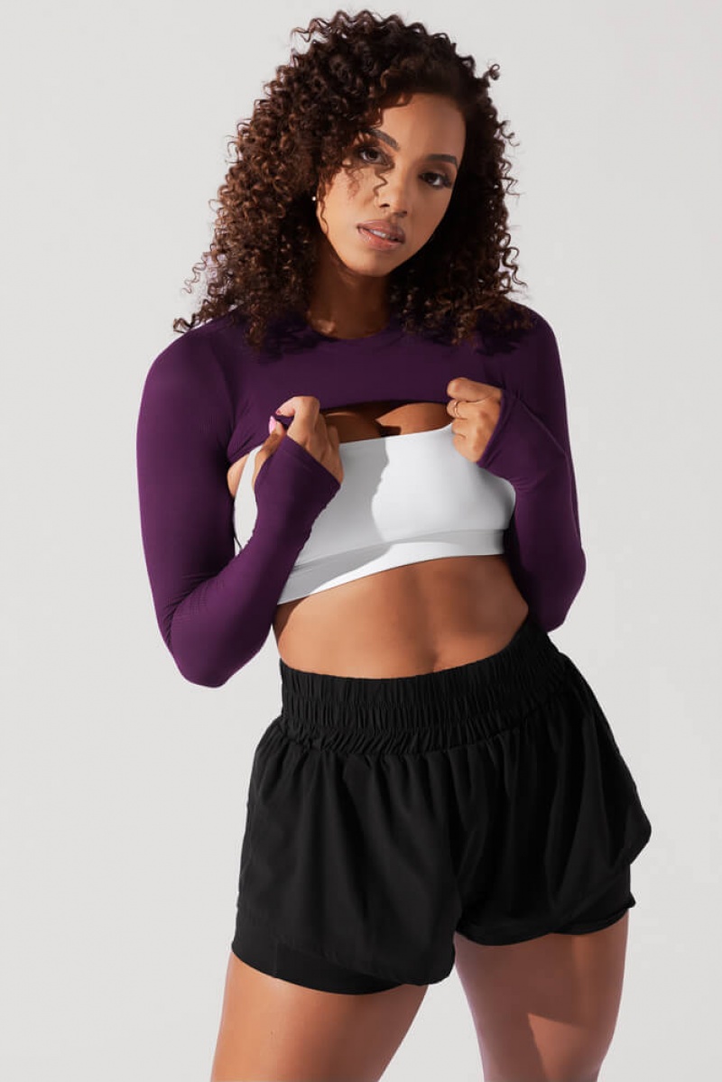 POPFLEX Relevé Ribbed Shrug Winter Plum | 506-TOPAWS