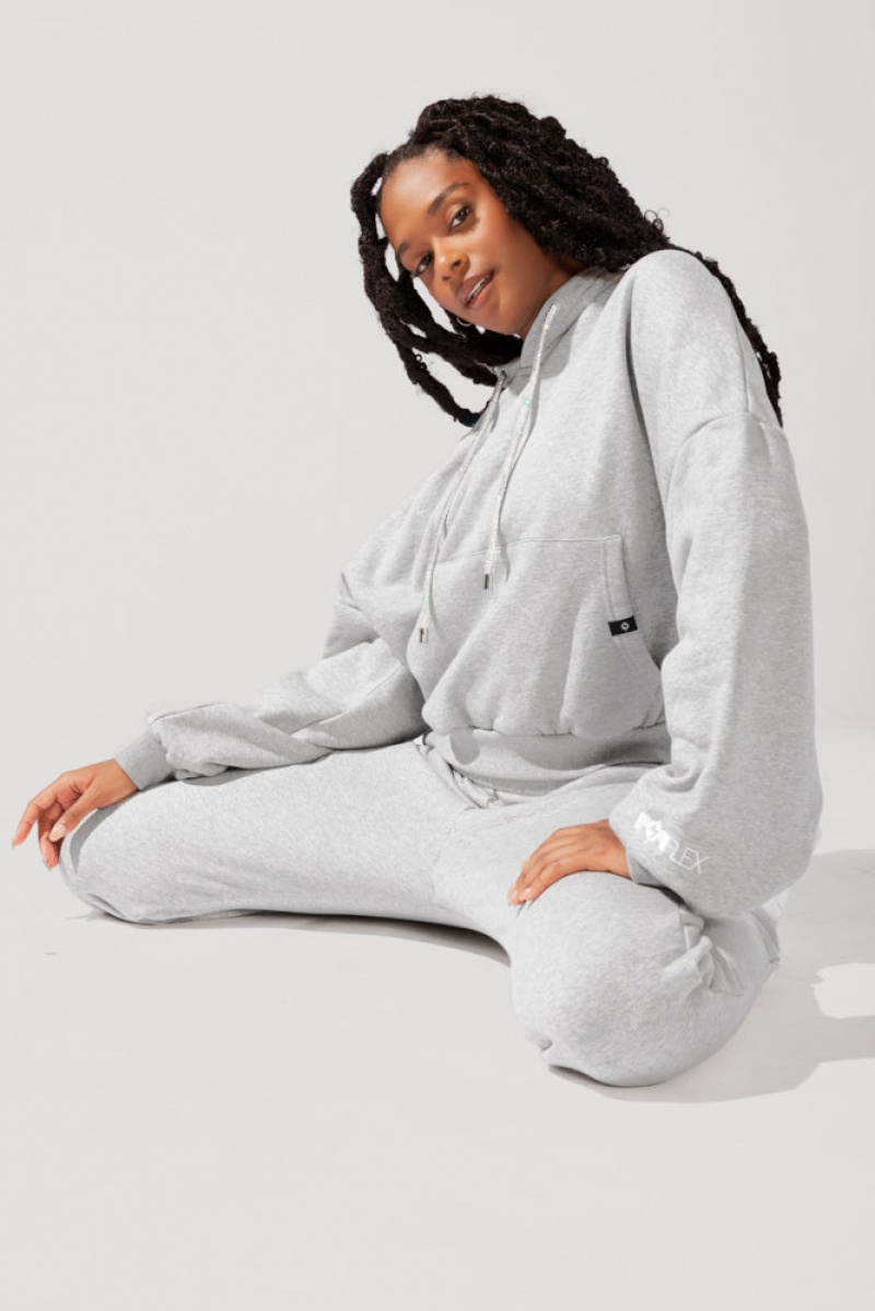 POPFLEX Shimmer Pullover Cloud Hoodie Heather Grey | 394-UXECVP