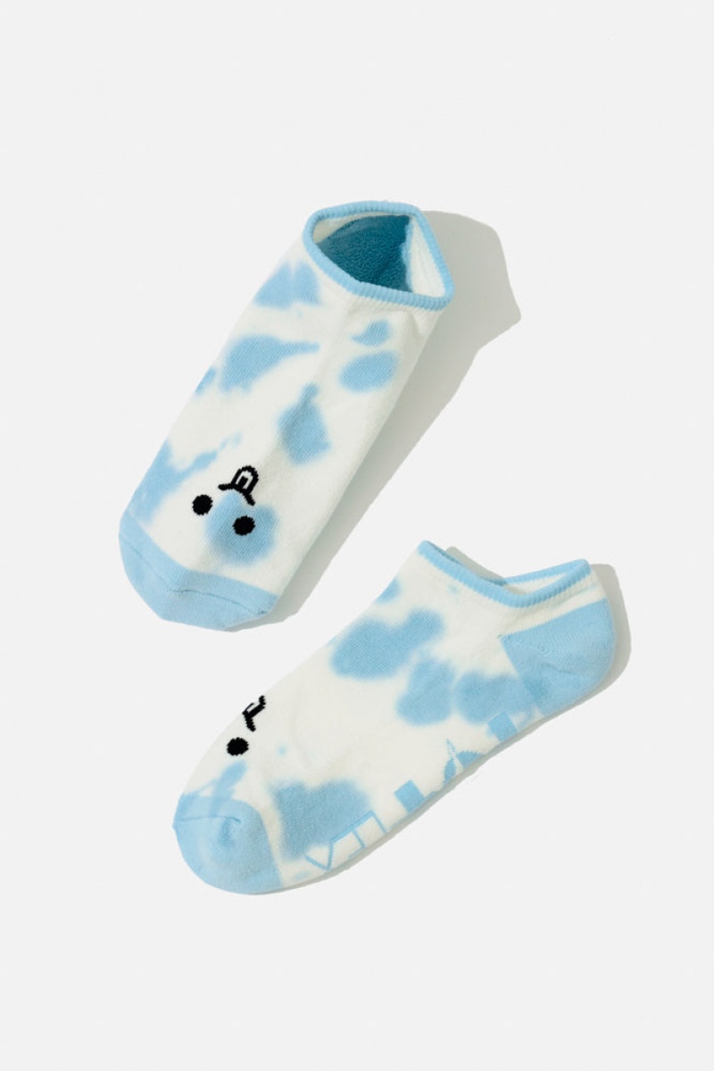 POPFLEX Silly Face Low Rise Socks Blue Tie Dye | 876-YCHXMD