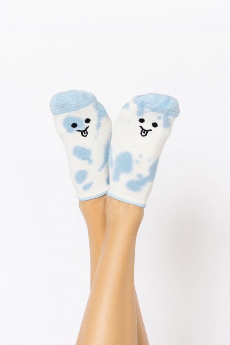 POPFLEX Silly Face Low Rise Socks Blue Tie Dye | 876-YCHXMD