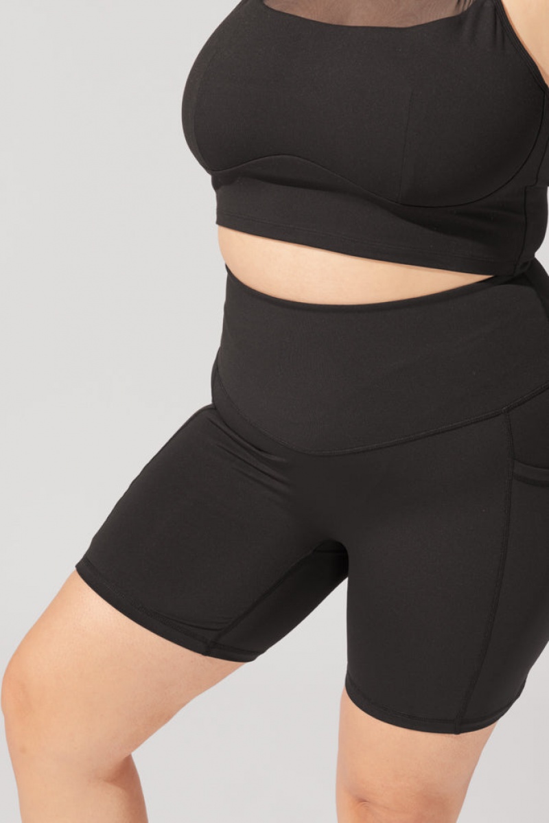 POPFLEX Supersculpt™ Biker Short with Pockets (Soft Touch) Black | 683-FLCKUE